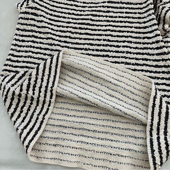 J. Crew Ivory and Black Sequin Stripe Embellished T-shirt, Size XS - Picture 9 of 14